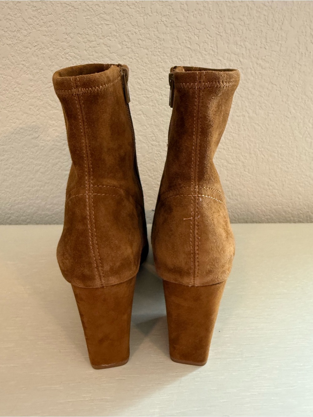 Loeffler Randall Chestnut Suede Pointed Toe Block Heel Ankle Boots - Picture 9 of 13